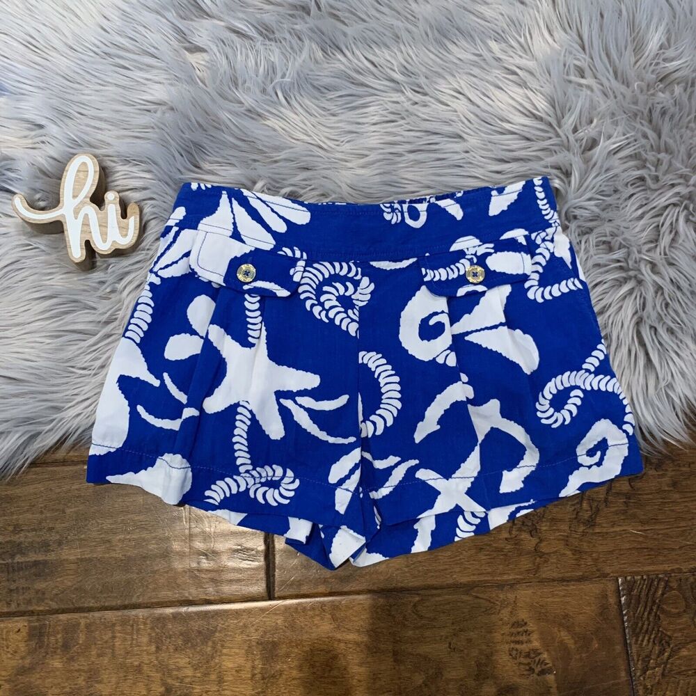 Lilly Pulitzer Womens Shorts Melrose Dock Hopper Nautical Shorts Size XS Blue
